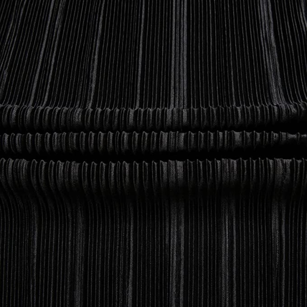 Black Pleated Button Front Dress - Picture 5 of 6